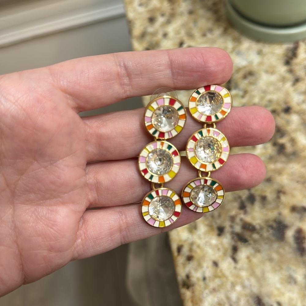 J.Crew Crystal Multi Color Drop Post Earrings - image 2
